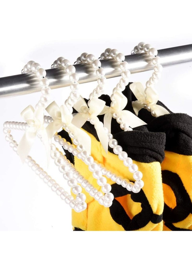 Captaintech Clothes Hangers,  White Bowknot Faux Pearl Bow Clothes Hangers Hook for Children Kids Women Girl Baby 5 Packs  - Image 5