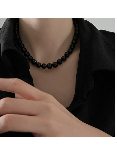 Women Imitation Black Pearl Necklace Pearl Choker Necklace Pendant Clavicle Chain Size 10MM Suitable For Party Wedding Daily Wearing