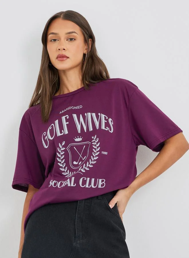 ستايلي Styli Graphic Print Short Sleeve Oversized T-Shirt