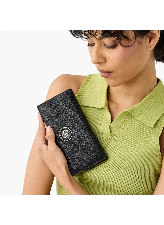 سيليست Women Textured Bi-Fold Wallet with Snap Button Closure