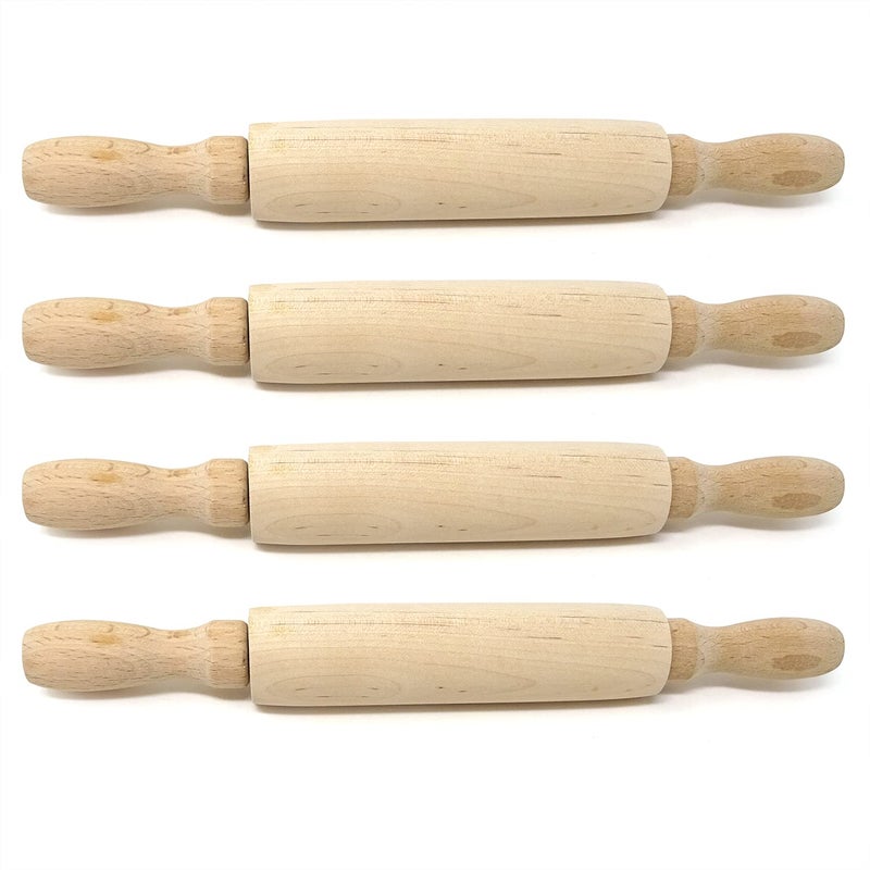 Honbay 4PCS Wooden Mini Rolling Pins Small Wood Dough Roller Kitchen Baking Rolling Pins for DIY Crafts Tools Farmhouse Kitchen Tiered Tray Decor Art and Crafting 787
