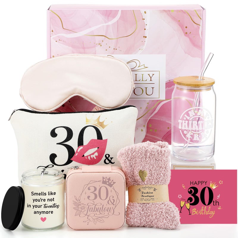 Tioncy 8pcs 30th Birthday Gifts for Her 30 Year Old Birthday Gifts for Women Happy 30th Birthday Gifts Basket Funny 30 Birthday Gift Ideas for Women Mom Wife Girlfriend Sister Coworker Bestie - Image 1