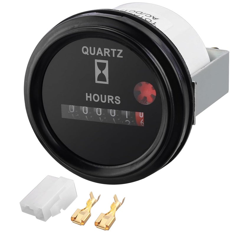 AUTOUTLET Quartz Hour Meter 6V-80V, 12 Volt Industrial Hour Meter with Metal Mount Bracket Anti-Vibration, Waterproof Quartz Design for Indoor and Vehicle Use - Image 1