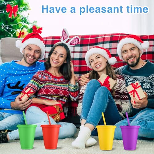 Sieral أكواب سيرال مع مصاصات وأغطية - كوب للأطفال مع مصاصة - زجاجة ماء قابلة لإعادة الاستخدام - كوب سفر للقهوة المثلجة - أكواب بلاستيكية للحفلات للكبار 16 أونصة (ألوان كلاسيكية، 15 عبوة) - Image 5