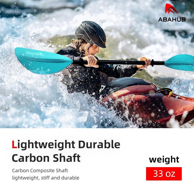 Abahub 1 x Carbon Kayak Paddles, 90.5 Inches Kayaking Oars for Boating, Canoeing with Free Paddle Leash, Carbon Fiber Shaft Black/Blue/Green/Orange/Yellow/White/Red Plastic Blades - Image 2