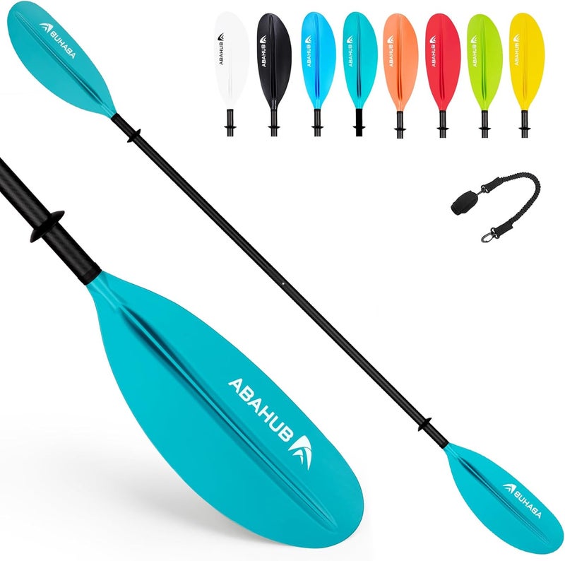 Abahub 1 x Carbon Kayak Paddles, 90.5 Inches Kayaking Oars for Boating, Canoeing with Free Paddle Leash, Carbon Fiber Shaft Black/Blue/Green/Orange/Yellow/White/Red Plastic Blades - Image 1