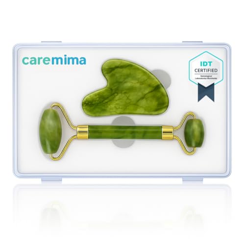 CAREMIMA Grade A+ Green Jade Roller & Gua Sha Set | Facial Massager for Anti-Aging, Skin Firming, Lifting, Puffiness & Wrinkle Reduction | Face, Neck & Eye Beauty Tool for Women & Men - Image 1
