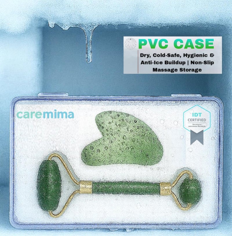 CAREMIMA Grade A+ Green Jade Roller & Gua Sha Set | Facial Massager for Anti-Aging, Skin Firming, Lifting, Puffiness & Wrinkle Reduction | Face, Neck & Eye Beauty Tool for Women & Men - Image 3