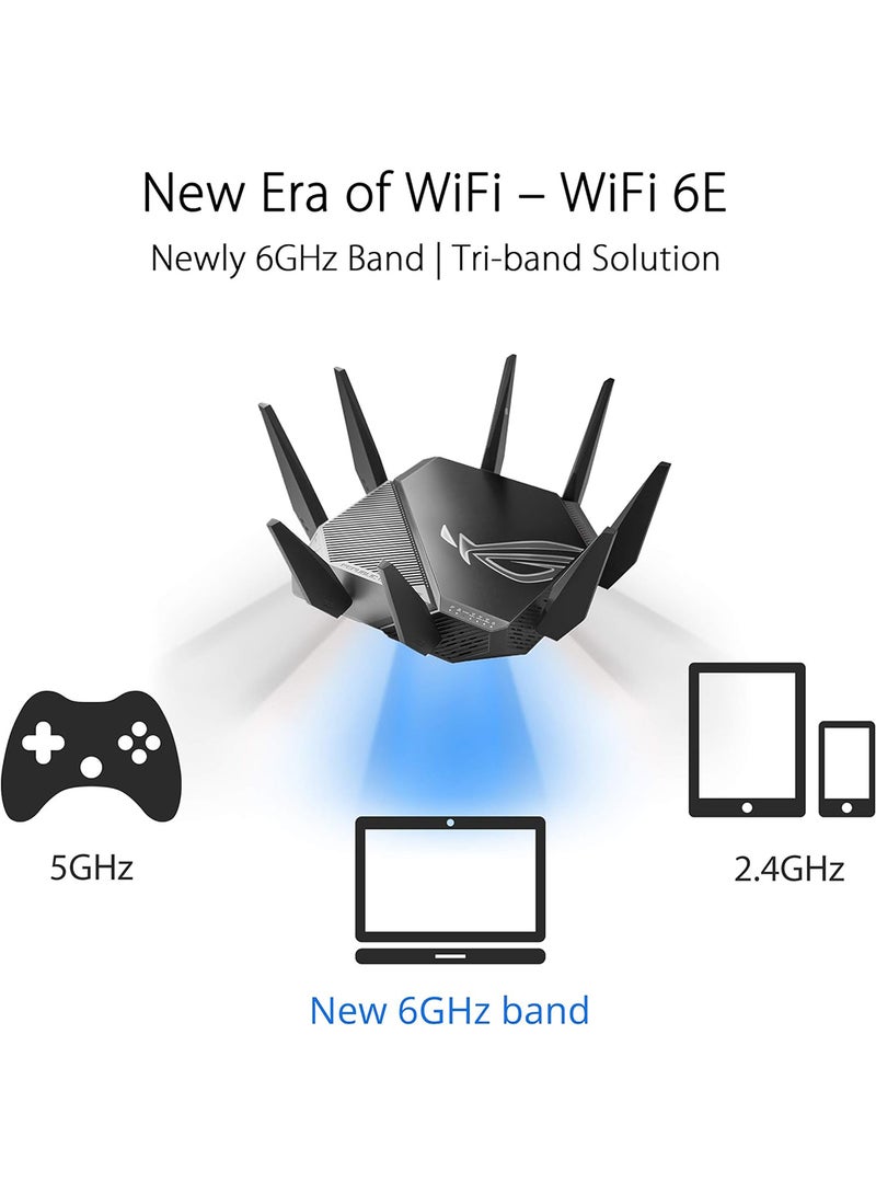 ASUS ROG Rapture GT-AXE11000 Tri-band WiFi 6E Extendable Gaming Router, 6GHz Band, 2.5G Port, Triple-level Game Acceleration, VPN Fusion, Subscription-free Network Security, AiMesh Compatible Black - Image 3