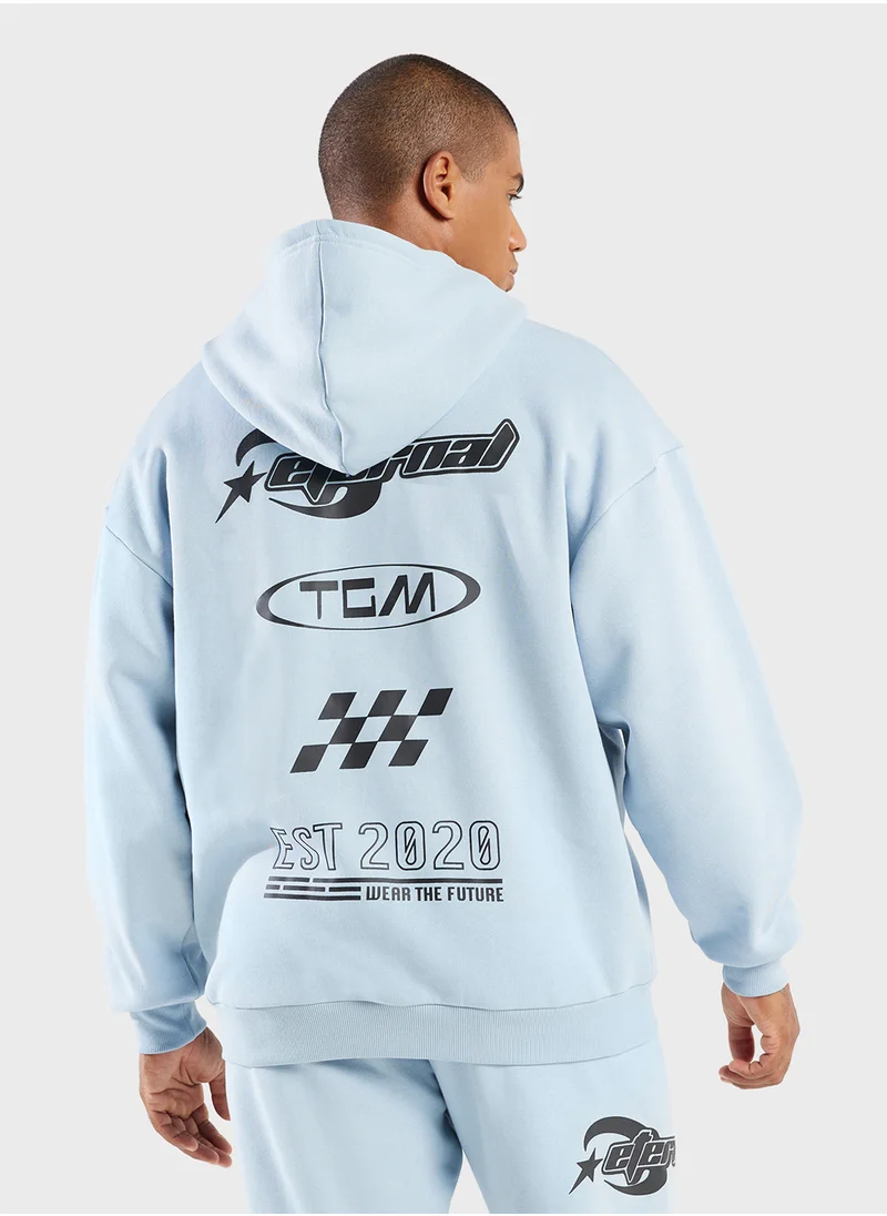 The Giving Movement Oversized Racing Printed Hoodie