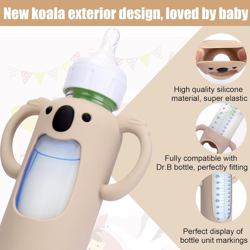 Mity rain 3 Pack Silicone Sleeves for Dr Browns Glass Bottles 8 OZ  Anti Breakage Baby Bottle Holder Compatible with Dr Browns Glass Bottles for Babies with Handle - Image 3
