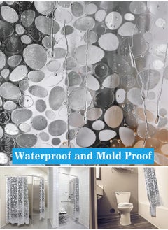 LEOKOR Pebbles Clear Shower Curtain Liner Lightweight Plastic Bathroom Shower Showroom Inner Curtain with Rustproof Grommets  - Image 3