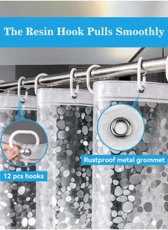 LEOKOR Pebbles Clear Shower Curtain Liner Lightweight Plastic Bathroom Shower Showroom Inner Curtain with Rustproof Grommets  - Image 4