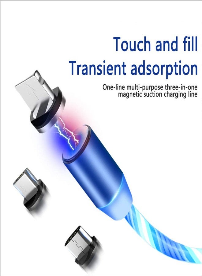 Laugwey Streamer LED Magnetic Charging Cable,Nighttime Glow 3A Fast Charging Cable with 360° Rotate & 3 Adapters Heads(Micro USB/i-Products/Type C) Compatible for All Smartphones (6ft-2M) - Image 2