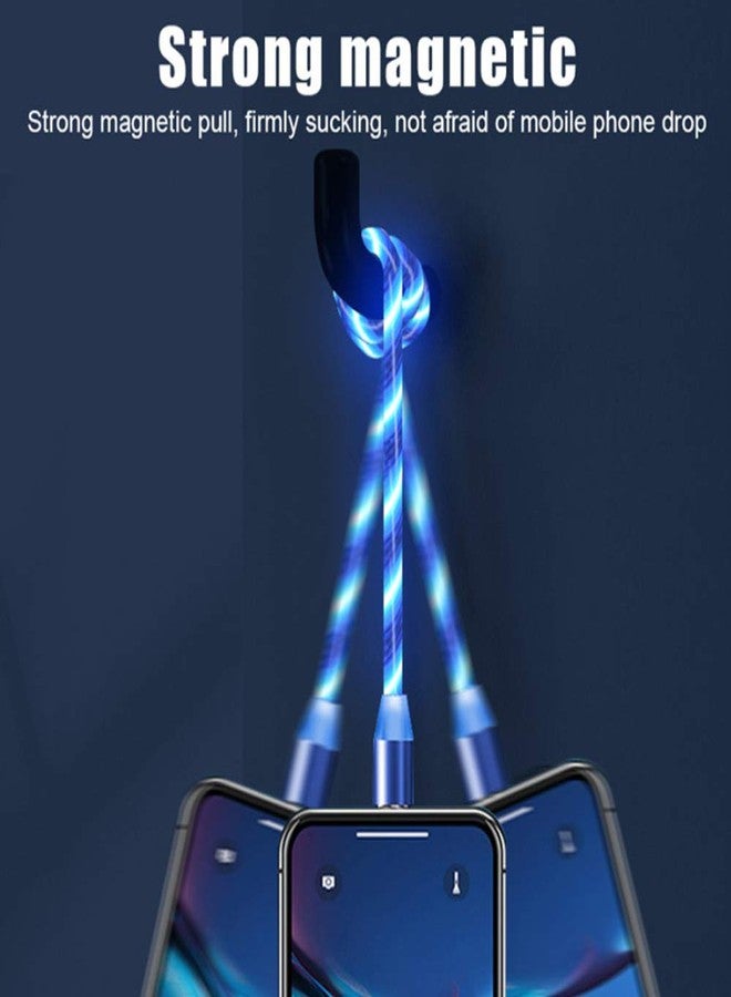 Laugwey Streamer LED Magnetic Charging Cable,Nighttime Glow 3A Fast Charging Cable with 360° Rotate & 3 Adapters Heads(Micro USB/i-Products/Type C) Compatible for All Smartphones (6ft-2M) - Image 5