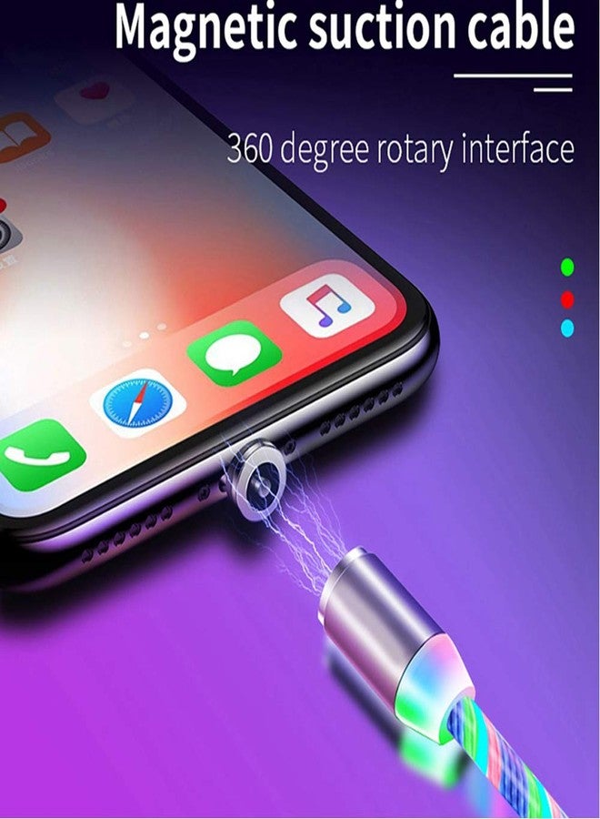 Laugwey Streamer LED Magnetic Charging Cable,Nighttime Glow 3A Fast Charging Cable with 360° Rotate & 3 Adapters Heads(Micro USB/i-Products/Type C) Compatible for All Smartphones (6ft-2M) - Image 3