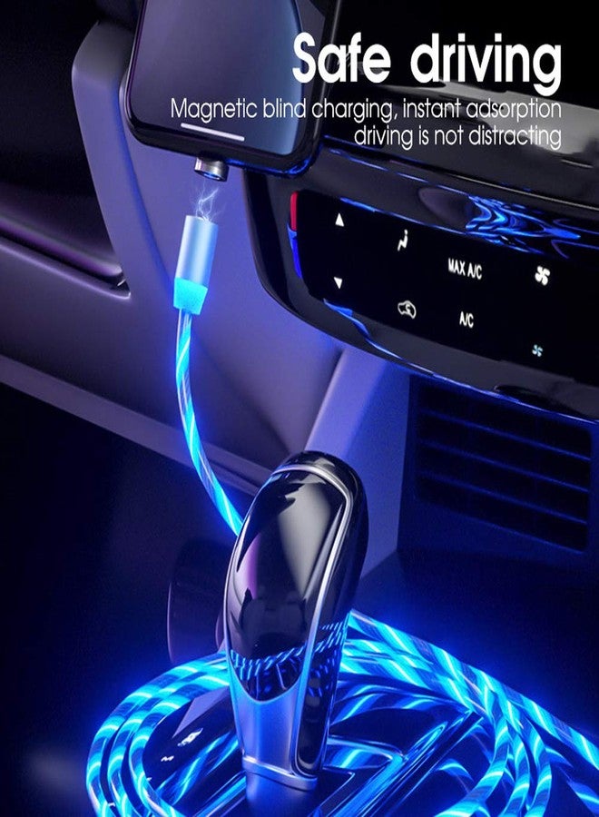 Laugwey Streamer LED Magnetic Charging Cable,Nighttime Glow 3A Fast Charging Cable with 360° Rotate & 3 Adapters Heads(Micro USB/i-Products/Type C) Compatible for All Smartphones (6ft-2M) - Image 4