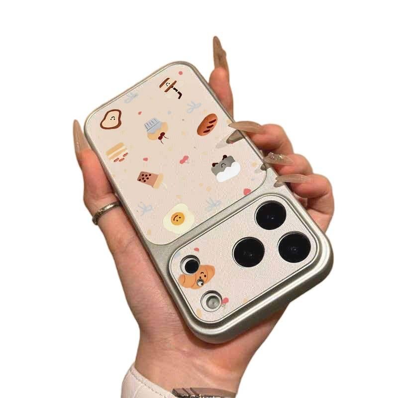 Protective Case | White | Leather Texture | Kickstand | Drop Protection | Shockproof Cover for iPhone 16 / 16 Plus / 16 Pro / 16 Pro Max - Image 3