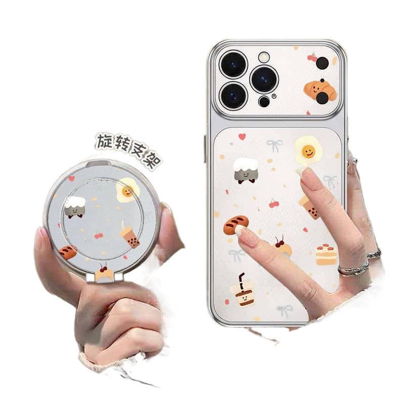 Protective Case | White | Leather Texture | Kickstand | Drop Protection | Shockproof Cover for iPhone 16 / 16 Plus / 16 Pro / 16 Pro Max - Image 4