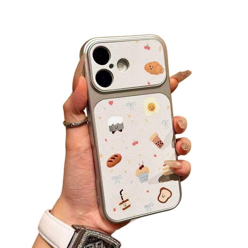 Protective Case | White | Leather Texture | Kickstand | Drop Protection | Shockproof Cover for iPhone 16 / 16 Plus / 16 Pro / 16 Pro Max - Image 1