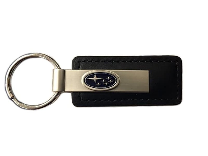 Subaru Gear Logo Leather Key Tag Keyring Key Chain Genuine - Image 1