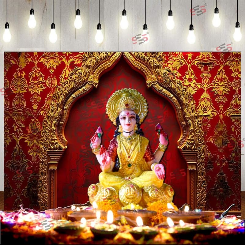 S2S قماش خلفية قوس الذهب لتزيين البوجا التقليدي، قماش تزيين خلفية | قماش ستارة لجميع المهرجانات والفعاليات والمناسبات - (5 × 8 قدم) (قوس الذهب) - Image 4