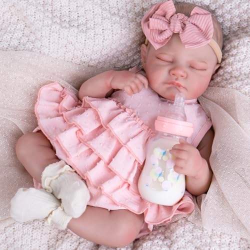 Aori Reborn Baby Dolls Girl 20'' Realistic Sleeping Newborn - Lifelike Poseable Vinyl Baby Doll with Feeding & Outfit Set - Weighted Body for Cuddling, Gift for Collectors & Kids 3+ - Image 1