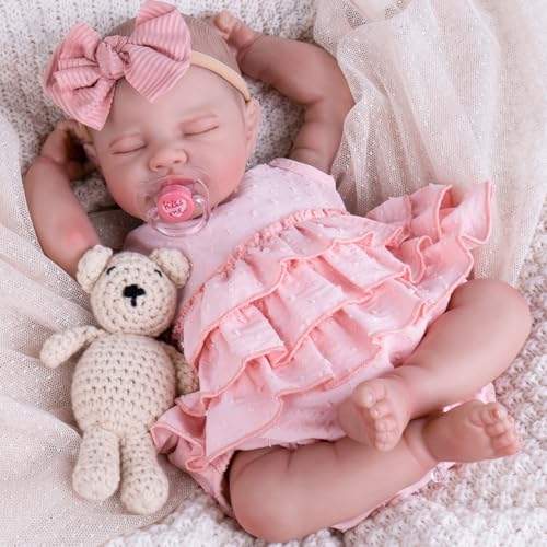 Aori Reborn Baby Dolls Girl 20'' Realistic Sleeping Newborn - Lifelike Poseable Vinyl Baby Doll with Feeding & Outfit Set - Weighted Body for Cuddling, Gift for Collectors & Kids 3+ - Image 2