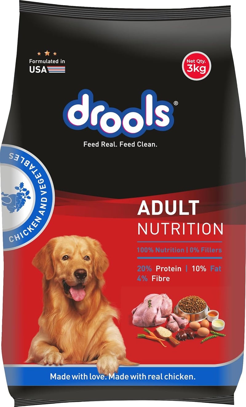 Drools طعام جاف للكلاب البالغة من درولز مع الدجاج والخضروات - 3 كجم - Image 1