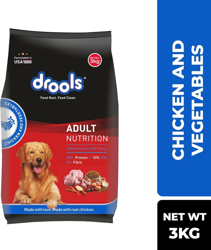 Drools طعام جاف للكلاب البالغة من درولز مع الدجاج والخضروات - 3 كجم - Image 2