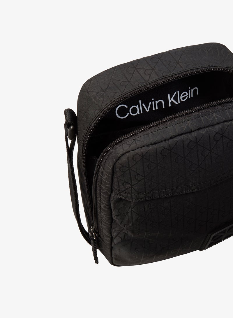 CALVIN KLEIN Textile Emblem Print Crossbody Reporter Bag - Image 4
