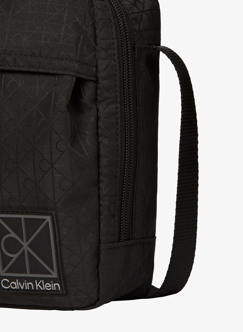 CALVIN KLEIN Textile Emblem Print Crossbody Reporter Bag - Image 5