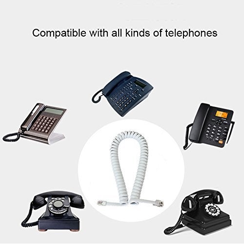PASOW Telephone Handset Coil Cord Phone Receiver RJ9 Coiled Cable, 1.2 to 10 Feet Uncoiled (White) - Image 4