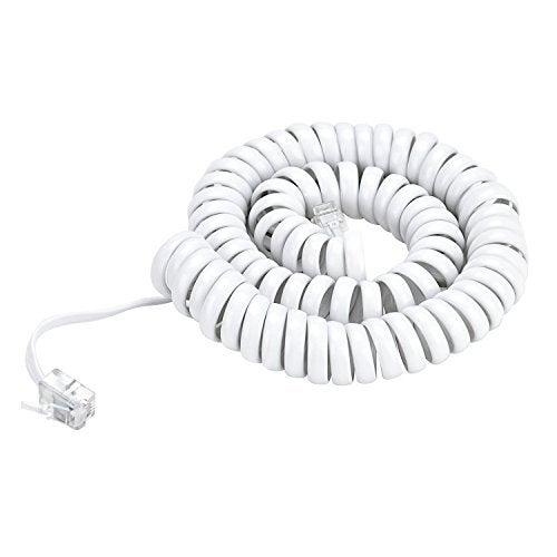 PASOW Telephone Handset Coil Cord Phone Receiver RJ9 Coiled Cable, 1.2 to 10 Feet Uncoiled (White) - Image 1