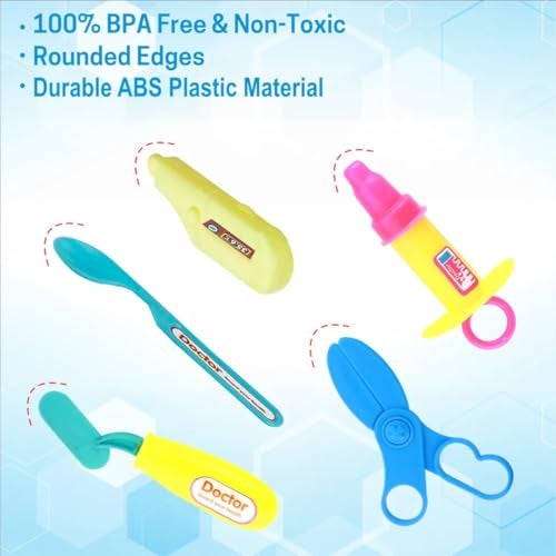Trinanta Ventures Doctor Set Toys Playset for Kids, Pretend Play Doctor Set with Foldable Suitcase and 17 Flashcards for Kids, Doctor Kit Toyset for Kid Above 3 Years, (Blue) - Image 4