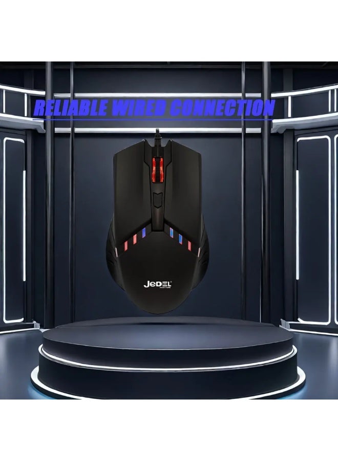 جي ديل ماوس ألعاب سلكي من Jedel مزود بإضاءة RGB، أسود | M82 - Image 3