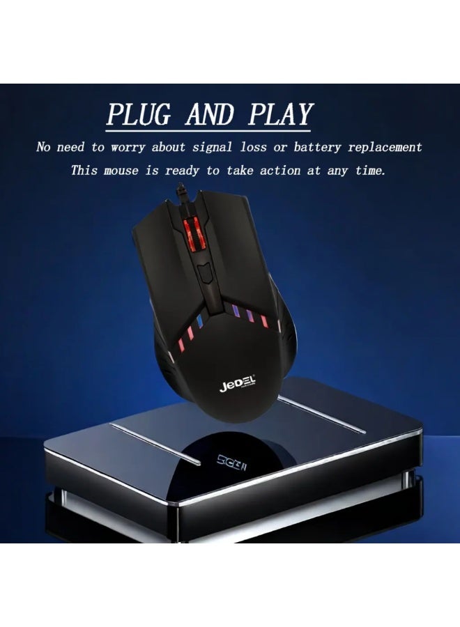 جي ديل ماوس ألعاب سلكي من Jedel مزود بإضاءة RGB، أسود | M82 - Image 4