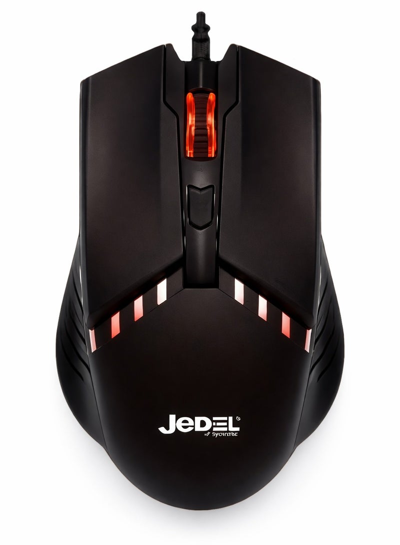 جي ديل ماوس ألعاب سلكي من Jedel مزود بإضاءة RGB، أسود | M82 - Image 1