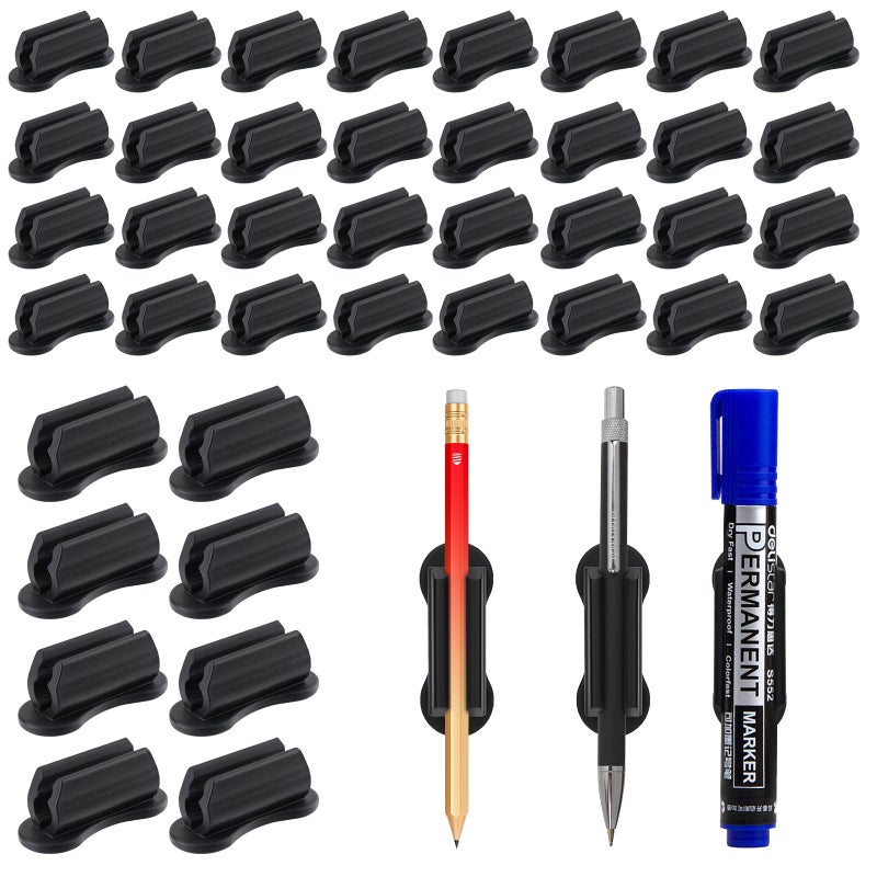 VZZNN Adhesive Pencil Holders for Desk 40 PCS Silicone Pencil Holder for DeskMarker Holder Adhesive Pen Holder for Classroom Clipboard Attachment for School Office AccessoriesTeacher Supplies - Image 2