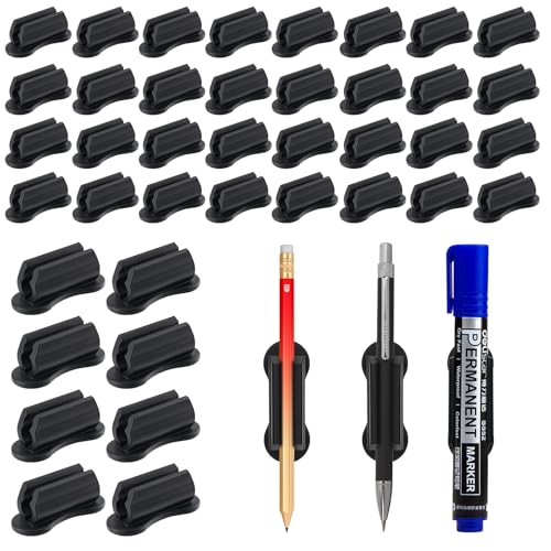 VZZNN Adhesive Pencil Holders for Desk 40 PCS Silicone Pencil Holder for DeskMarker Holder Adhesive Pen Holder for Classroom Clipboard Attachment for School Office AccessoriesTeacher Supplies - Image 1