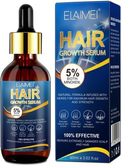 60ml Hair Growth Serum Natural Hair Regrowth Serum Essence 5% Biotin Minoxidil Hair Serum for Hair Loss Treatment Stronger Thicker Longer Hair Beard Growth Oil Herbal Hair Growth Oil