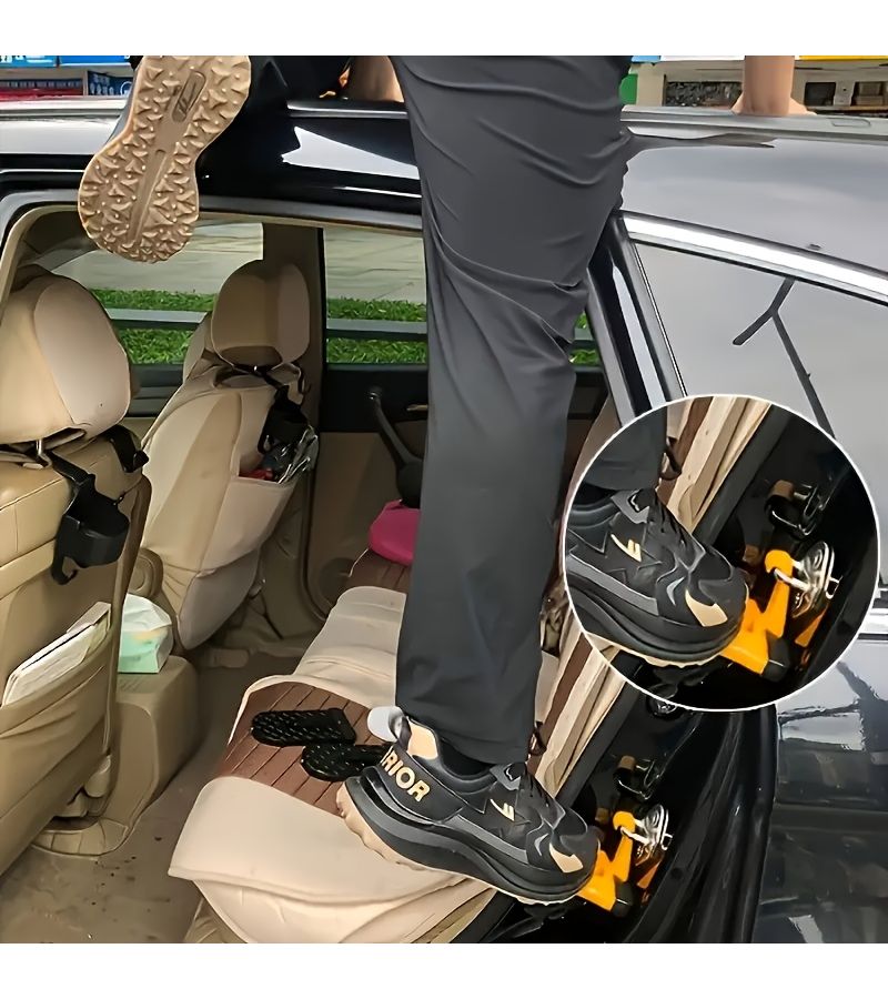 Black Foldable Car Door Pedal with Safety Hammer for Most Cars SUVs Trucks - Image 4