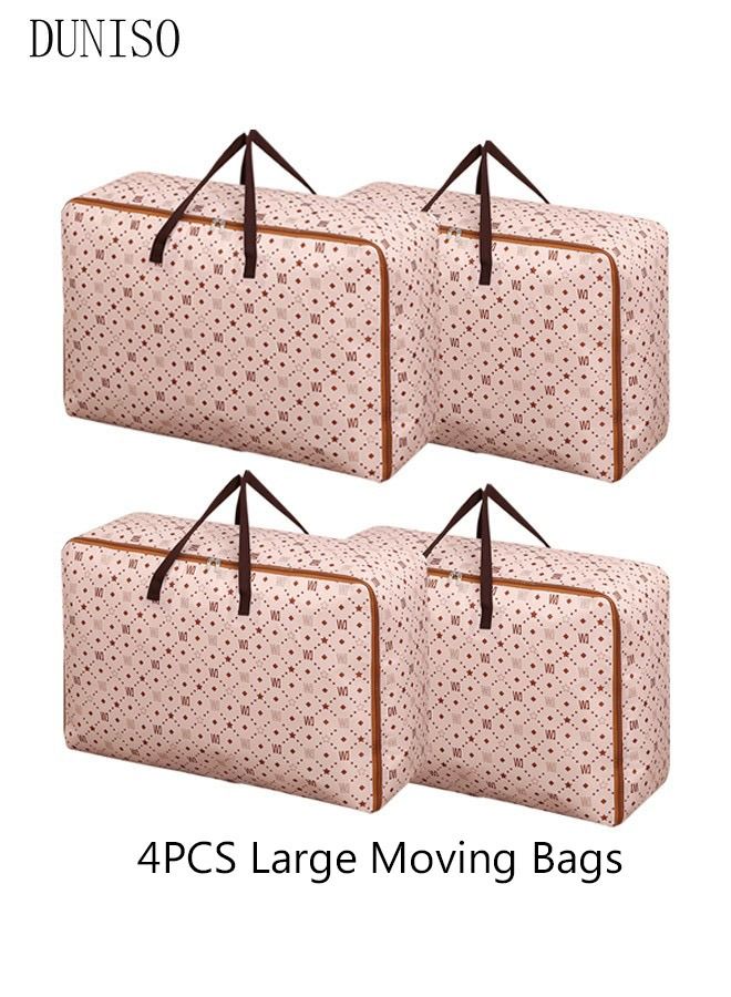 DUNISO 4PCS Large Moving Bags with Strong Zippers & Carrying Handles Storage Bags Storage Totes for Clothes Moving Supplies Space Saving Oversized Storage Bag Organizer for Moving Traveling - Image 1