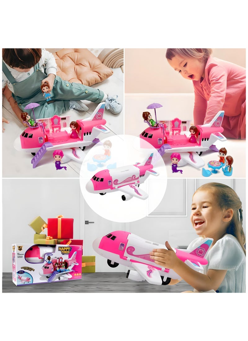 SARAOONT Girls' Cargo Plane Toy Play Set - Includes Dressing Table, Bed, Dining Table, Umbrella, and More - Pink Airplane Toy with Cargo Carrier for Hours of Fun!  - Image 5