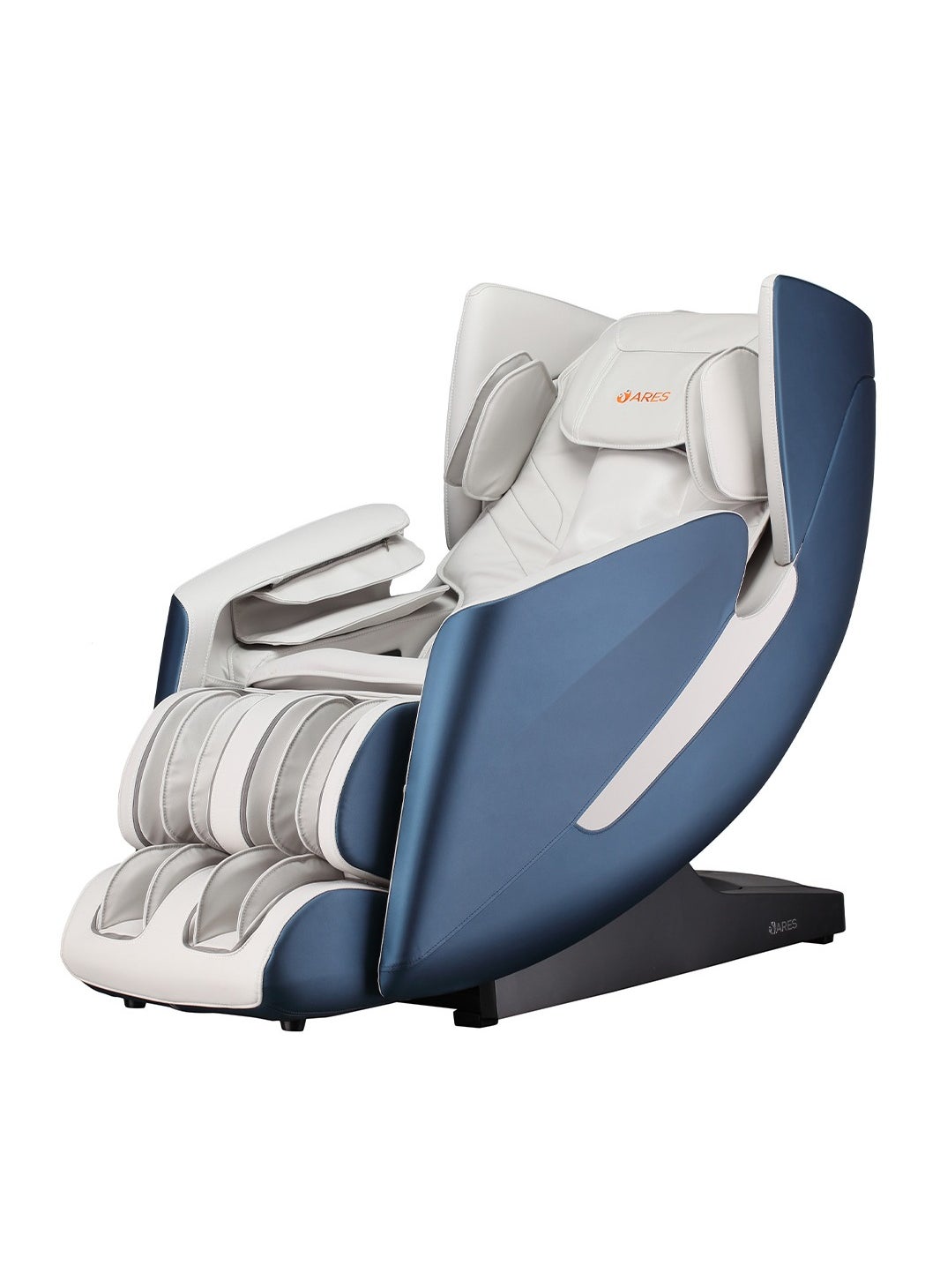 iDive Full Body Massage Chair with 3D Core Manipulator Technology, SL Comfortable Shape Curved Rail 12 Auto Programs Heating Therapy Zero Gravity, Beige Blue 