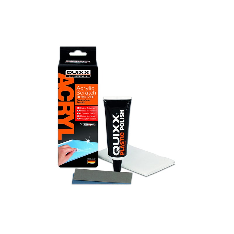 QUIXX 10003 مزيل خدوش الأكريليك - يزيل الخدوش من الأسطح الأكريليكية والبيكسيغلاس على السيارات والدراجات النارية والقوافل والقوارب - Image 1