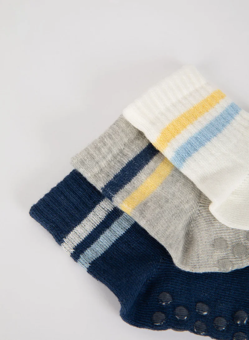 ديفاكتو 3-Pack Cotton Long Socks With Anti-Slip Soles