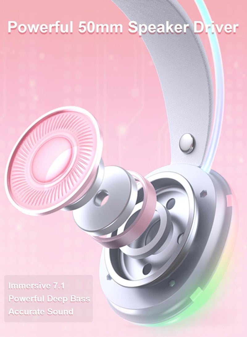 Wired RGB Rainbow Gaming Headset with Microphone for PS4/PS5/MAC/XBOX/Laptop, Lightweight 3.5mm Audio Over-Ear Headphones, Stereo Surround Sound, Auto-Adjusting Headband, 50mm Drivers - Image 3