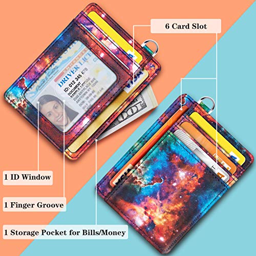 Coco Rossi Slim Front Pocket Wallet RFID Blocking Minimalist Credit Card Holder Wallet with D-Shackle for Women,Nebula - Image 4