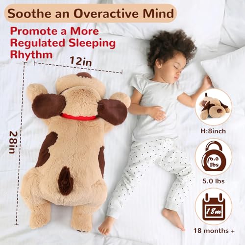 meowtastic Brown Dog Weighted Stuffed Animals - 28 Inch 5.0 Pounds Weighted Plush Dog Stuffed Animals - Large Stuffed Dog Weighted Plush Pillow - Cute Plush Toys Gifts for Kids & Adults (28" 5.0 lbs) - Image 5